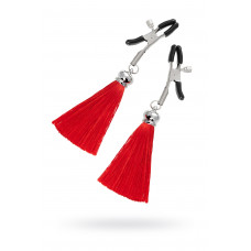 Зажимы на соски с кисточками из шелка Pecado красные Зажимы на соски с кисточками из шелка Pecado красные