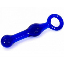 Анальный стимулятор с кольцом стеклянный синий 17,2 см Анальный стимулятор с кольцом стеклянный синий 17,2 см