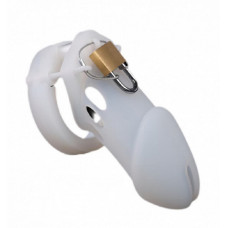 Насадка пояс верности мужская с замочком Power силикон белый