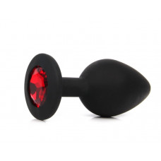 Анальная втулка черная с кристаллом Medium красный 8 см Анальная втулка черная с кристаллом Medium красный 8 см