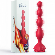 Анальный вибростимулятор Silicone toys Роза красный 20 см