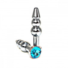 Анальная втулка елочка с голубым кристаллом 11 см Анальная втулка елочка с голубым кристаллом 11 см