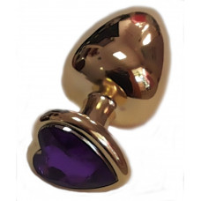 Анальная втулка с кристаллом сердце Large Gold фиолетовый 9,5 см Анальная втулка с кристаллом сердце Large Gold фиолетовый 9,5 см