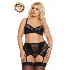 Комплект открытый SoftLine Collection Joana бюстгальтер, пояс с пажами и стринги черный XL Комплект открытый SoftLine Collection Joana бюстгальтер, пояс с пажами и стринги черный XL