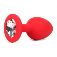 Анальная втулка красная с кристаллом Large прозрачный 9 см Анальная втулка красная с кристаллом Large прозрачный 9 см