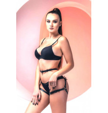 Гартеры с бабочкой Agatha кожа черный M/L