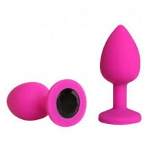 Анальная втулка фуксия с кристаллом Medium черный 8 см Анальная втулка фуксия с кристаллом Medium черный 8 см