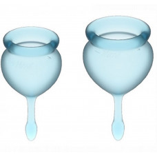 Набор менструальных чаш Satisfyer Feel good Menstrual Cup голубой 2 шт Набор менструальных чаш Satisfyer Feel good Menstrual Cup голубой 2 шт